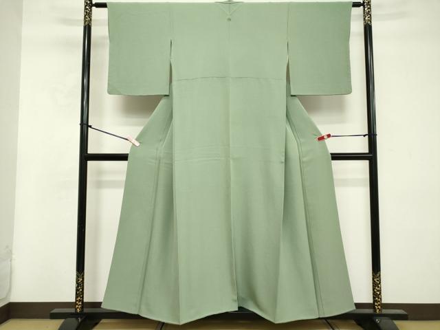 平和屋着物■上質な色無地 山葵色 正絹 逸品 DABE7993cd