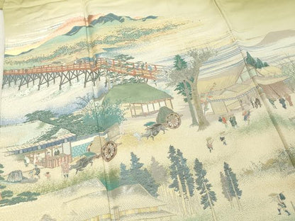 平和屋着物■豪華色留袖 作家物 寿光織 五拾三次京の路 暈し染め 金糸 正絹 逸品 DABF4007cd
