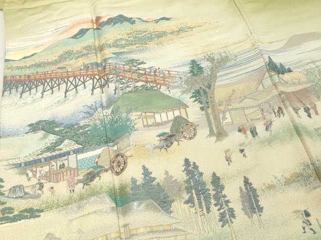 平和屋着物■豪華色留袖 作家物 寿光織 五拾三次京の路 暈し染め 金糸 正絹 逸品 DABF4007cd