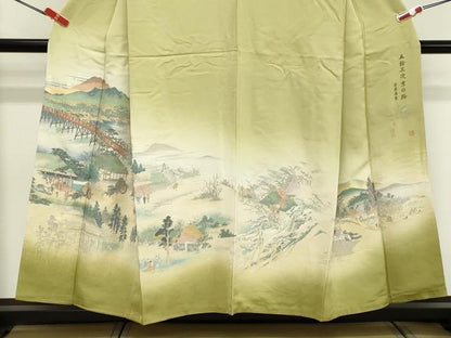 平和屋着物■豪華色留袖 作家物 寿光織 五拾三次京の路 暈し染め 金糸 正絹 逸品 DABF4007cd