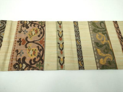 平和屋着物●九寸名古屋帯　横段更紗花文　金糸　正絹　逸品　DABE5586ps