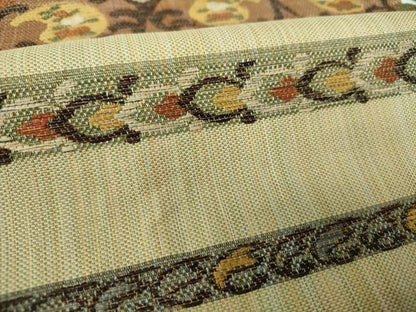平和屋着物●九寸名古屋帯　横段更紗花文　金糸　正絹　逸品　DABE5586ps