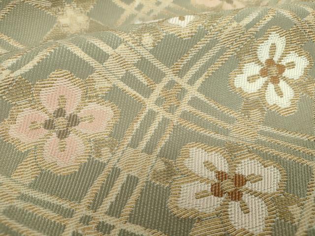平和屋着物●こむさでもーど・COMME CA DU MODE　六通柄袋帯　格子花文　金糸　やまと誂製　正絹　逸品　DABE5489ps