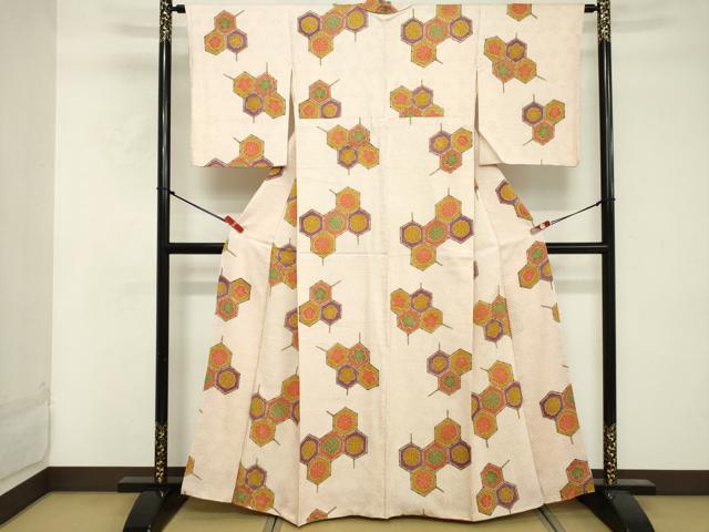 平和屋着物■上質な小紋 総絞り 亀甲文 正絹 逸品 DABF4025cd