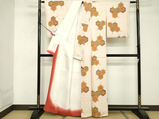 平和屋着物■上質な小紋　亀甲重ね風景文　正絹　逸品　CABC0218ev -平和屋 2026年最新Yahoo!オークション 小紋の中古品・新品・未 CABE7842ev 亀甲花文 DABE7671cd