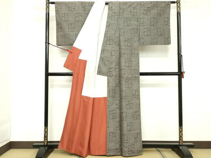 平和屋着物■上質な紬　舞花文　正絹　逸品　DABF4055cd