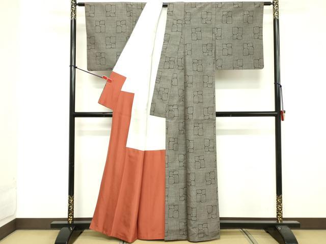 平和屋着物■上質な紬　舞花文　正絹　逸品　DABF4055cd