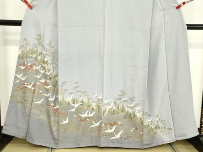 平和屋着物■訪問着　飛鶴文　暈し染め　金彩　正絹　逸品　DABF4039cd