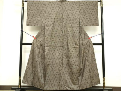 平和屋着物■本場大島紬　9マルキ　菱文　正絹　逸品　DABF4032cd