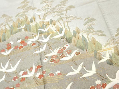 平和屋着物■訪問着　飛鶴文　暈し染め　金彩　正絹　逸品　DABF4039cd