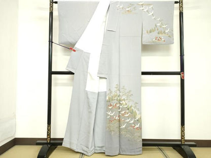 平和屋着物■訪問着　飛鶴文　暈し染め　金彩　正絹　逸品　DABF4039cd