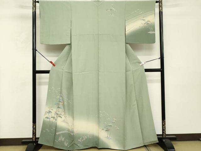 平和屋着物■訪問着　友禅　作家物　風景枝松文　暈し染め　正絹　逸品　DABF4053cd
