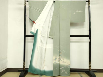 平和屋着物■訪問着　友禅　作家物　風景枝松文　暈し染め　正絹　逸品　DABF4053cd