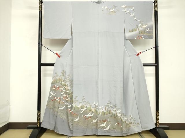 平和屋着物■訪問着　飛鶴文　暈し染め　金彩　正絹　逸品　DABF4039cd