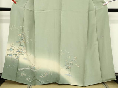 平和屋着物■訪問着　友禅　作家物　風景枝松文　暈し染め　正絹　逸品　DABF4053cd