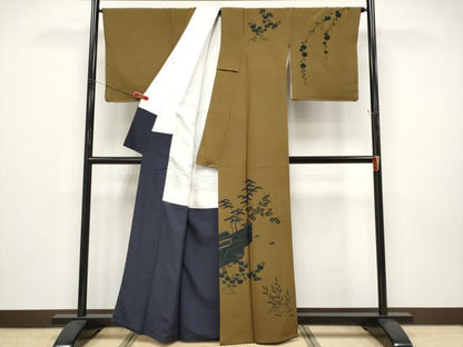 平和屋本店●極上　人間国宝　五代　田畑喜八　訪問着　松竹梅花文　芝翫茶色　逸品　CYAA5027s6