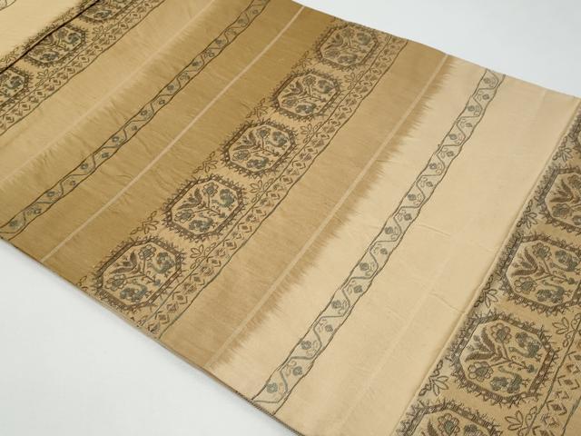 平和屋着物◎全通柄袋帯 横段向かい鳥花文 金銀糸 正絹 逸品 CABF7179fb