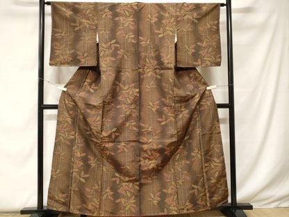 平和屋着物■上質な紬 枝葉文 正絹 逸品 未使用 CABF4363ev