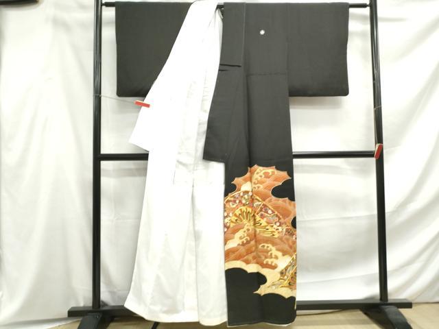 平和屋着物■豪華黒留袖　駒刺繍　宝尽くし片輪車文　金彩　正絹　逸品　DABF4577qa