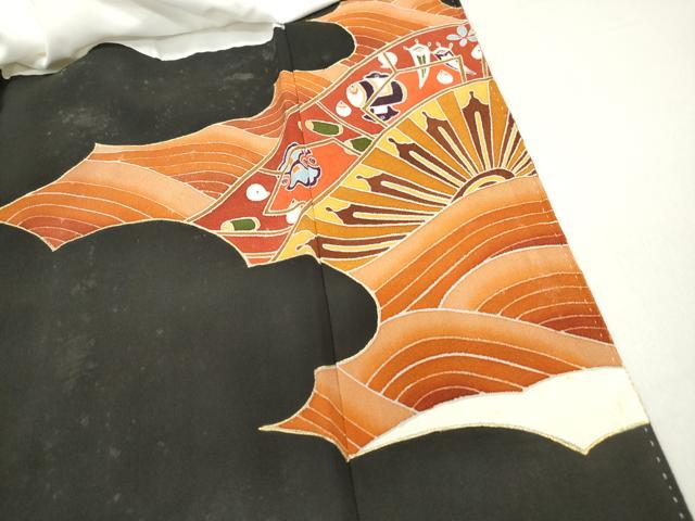 平和屋着物■豪華黒留袖　駒刺繍　宝尽くし片輪車文　金彩　正絹　逸品　DABF4577qa