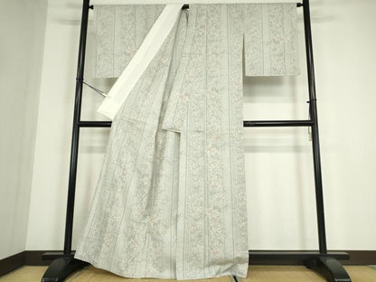 平和屋着物▽大島紬　単衣　草葉間道　証紙付き　正絹　逸品　DABE4511az