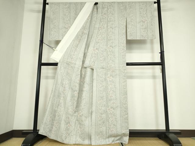 平和屋着物▽大島紬　単衣　草葉間道　証紙付き　正絹　逸品　DABE4511az