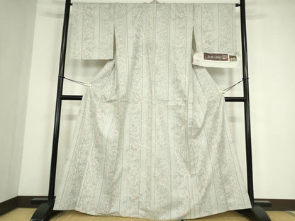 平和屋着物▽大島紬　単衣　草葉間道　証紙付き　正絹　逸品　DABE4511az