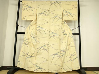 平和屋着物▽上質な紬　単衣　芝文　正絹　逸品　DABE4541az
