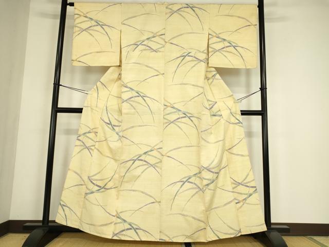 平和屋着物▽上質な紬　単衣　芝文　正絹　逸品　DABE4541az
