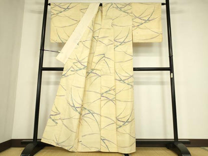 平和屋着物▽上質な紬　単衣　芝文　正絹　逸品　DABE4541az