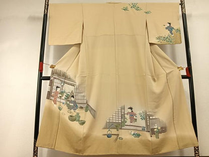 平和屋着物●訪問着　友禅　作家物　人物文　暈し染め　正絹　逸品　AABI1548fy