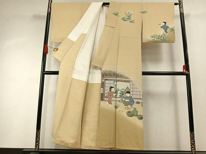 平和屋着物●訪問着　友禅　作家物　人物文　暈し染め　正絹　逸品　AABI1548fy