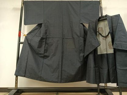 平和屋着物●男性　本場大島紬　アンサンブル　亀甲絣　正絹　逸品　AABI1540fy