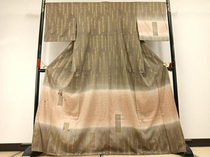 平和屋着物●訪問着　刺繍　草花文　暈し染め　金糸　金彩　正絹　逸品　AABI1545fy