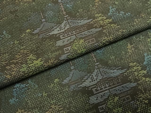 平和屋着物●本場大島紬　カタス7マルキ　風景文　正絹　逸品　AABI1547fy