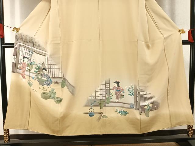平和屋着物●訪問着　友禅　作家物　人物文　暈し染め　正絹　逸品　AABI1548fy