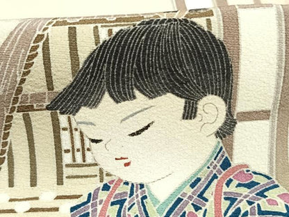 平和屋着物●訪問着　友禅　作家物　人物文　暈し染め　正絹　逸品　AABI1548fy
