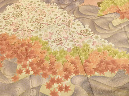 平和屋着物●豪華振袖　駒刺繍　流水花文　金彩　正絹　逸品　AABI1542fy