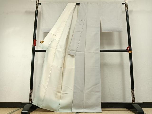 平和屋着物●上質な紬　色無地　白花色　正絹　逸品　AABI1544fy