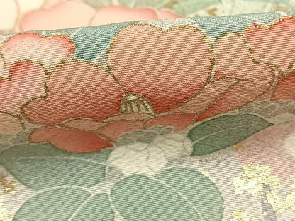 平和屋着物●訪問着　友禅　花鳥文　暈し染め　金銀彩　ロング丈　正絹　逸品　AABI1539fy