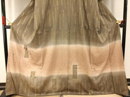 平和屋着物●訪問着　刺繍　草花文　暈し染め　金糸　金彩　正絹　逸品　AABI1545fy