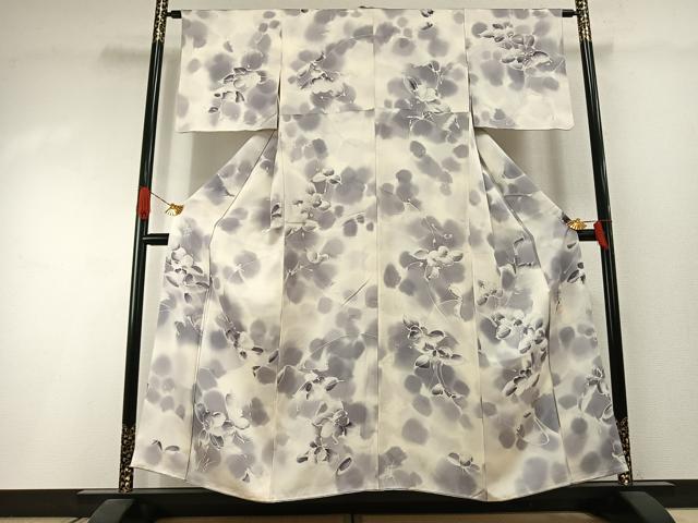 平和屋着物●染色作家　斉藤三才　小紋　草花文　暈し染め　正絹　逸品　AABI1557fy