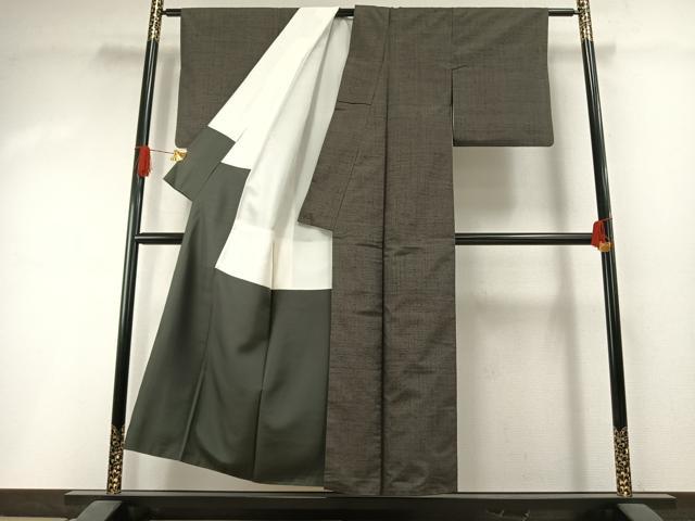 平和屋着物●上質な紬　格子　正絹　逸品　AABI1553fy
