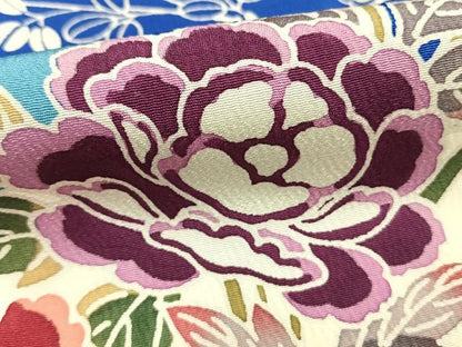 平和屋着物●豪華振袖　扇面花文　正絹　逸品　AABI1560fy
