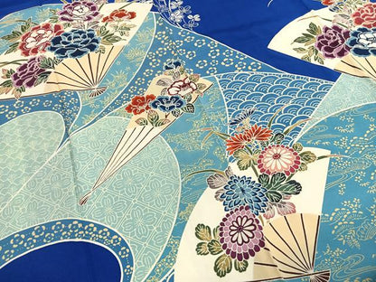 平和屋着物●豪華振袖　扇面花文　正絹　逸品　AABI1560fy