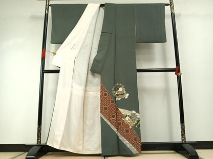 平和屋着物●豪華色留袖　友禅　風神雷神　金彩　正絹　逸品　AABI1566fy