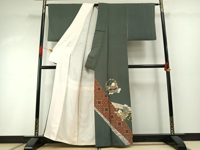 平和屋着物●豪華色留袖　友禅　風神雷神　金彩　正絹　逸品　AABI1566fy