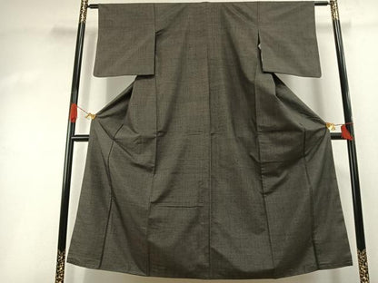 平和屋着物●上質な紬　格子　正絹　逸品　AABI1553fy