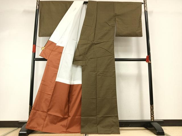 平和屋着物●上質な紬　亀甲柄　正絹　逸品　未使用　AABI1559fy