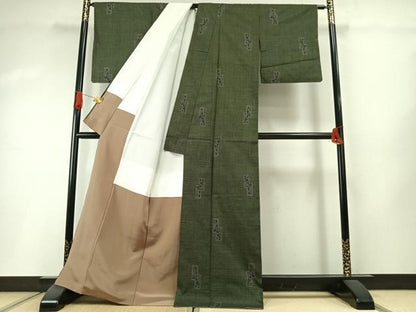 平和屋着物●本場大島紬　一元絣　色紙重ね文　正絹　逸品　未使用　AABI1564fy